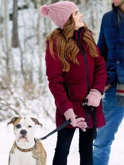 Jen Lilley Winter Love Story Maroon Coat