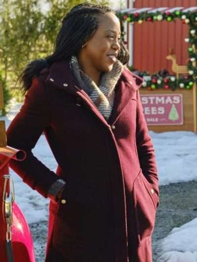 Christmas In Evergreen Bells are Ringing Hannah Wool Maroon Coat