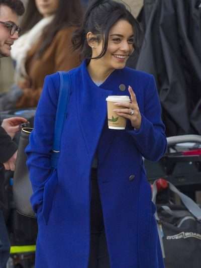 The Princess Switch Switched Again Vanessa Hudgens Blue Long Coat