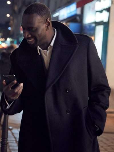 Lupin Omar Sy Black Wool Trench Coat