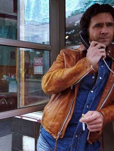 Allan Hawco Caught David Slaney Brown Biker Jacket