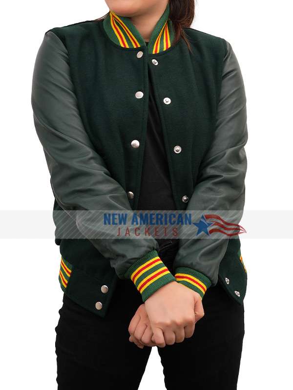 Am I OK Dakota Johnson Green Varsity Jacket