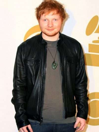 Singer Ed Sheeran Black Leather Jacket