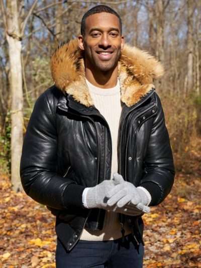 The Bachelor Matt James Black Leather Hooded Jacket