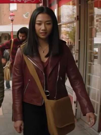 Kung Fu Nicky Maroon Biker Leather Jacket
