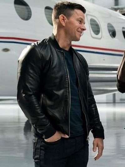 Infinite 2021 Mark Wahlberg Black Bomber Leather Jacket