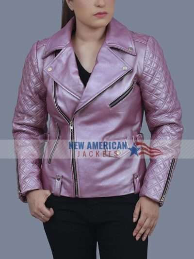 Sex Life Sarah Shahi Pink Leather Jacket