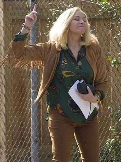 Filthy Rich Kim Cattrall Brown Jacket