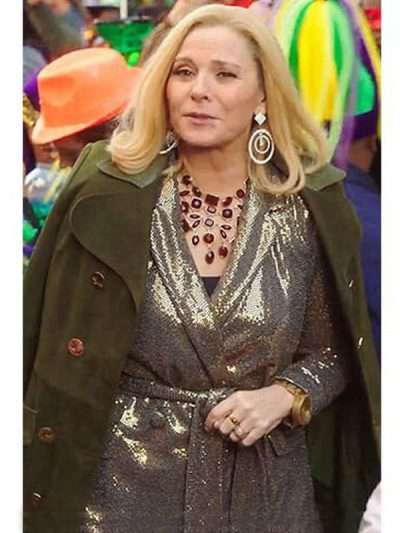Filthy Rich Kim Cattrall Green Coat