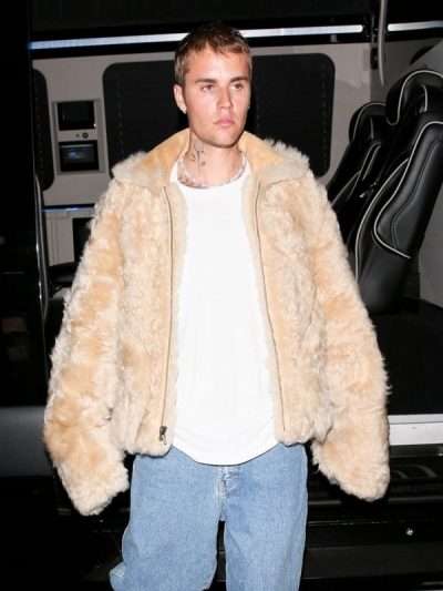 Justin Bieber off-white Fur Jacket