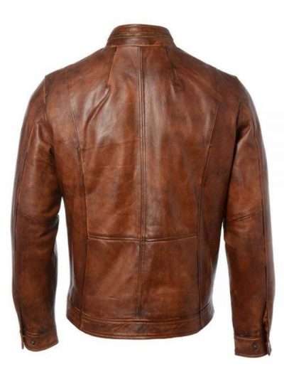 Motorcycle Distressed Brown Racer Jacket
