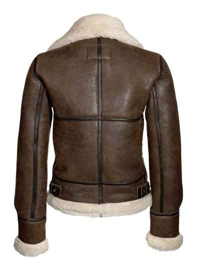 Womens Brown Shearling Aviator Leather Jacket
