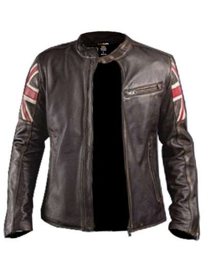 Men’s Biker Vintage Style Motorcycle Cafe Racer Leather Jacket