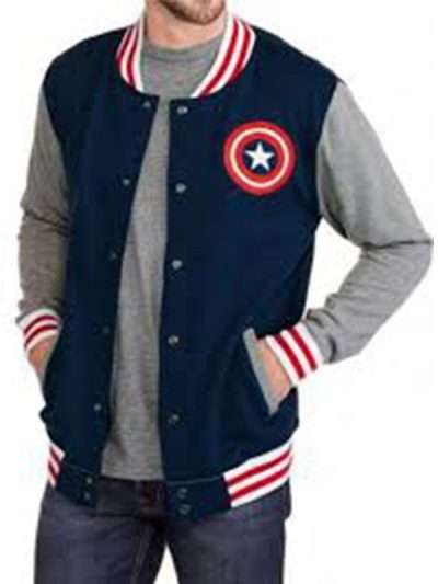 Captain America Blue Letterman Bomber Jacket