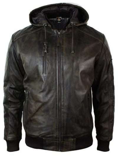 Men’s Dark Brown Distressed Leather Jacket