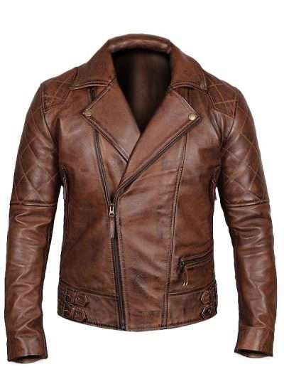Men's Brown Moto Leather Jacket