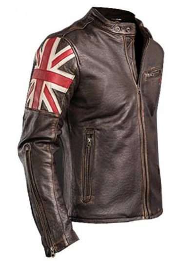 Biker Vintage Cafe Racer Brown Leather Jacket
