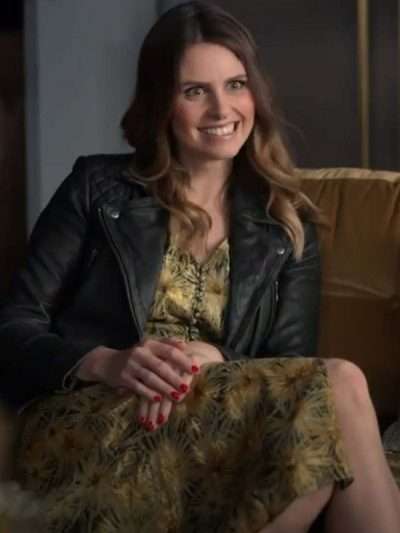 Ted Lasso S02 Ellie Taylor Biker Quilted Leather Jacket