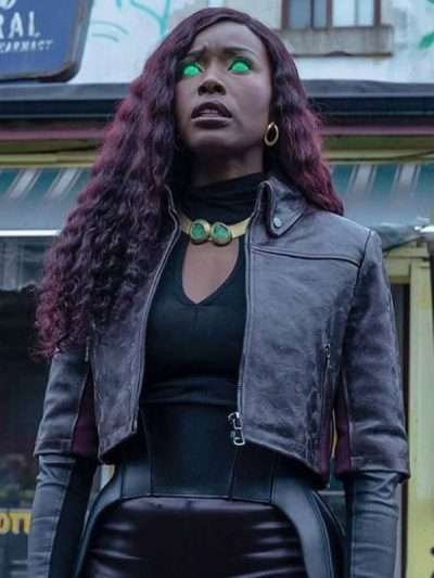 Titans S03 Anna Diop Cropped Leather Jacket