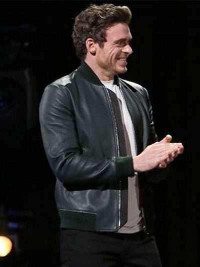 Eternals 2021 Ikaris Black Leather Bomber Jacket