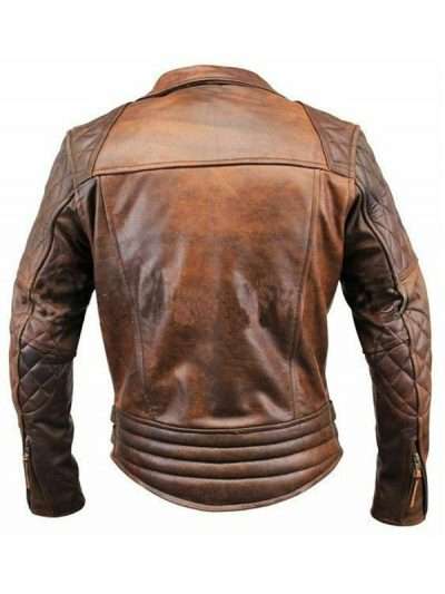 Vintage Cafe Racer Biker Distressed Brown Leather Jacket