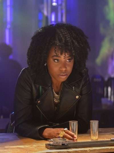 Kirby Howell Baptiste Why Women Kill Taylor Harding Yellow Biker Leather Jacket