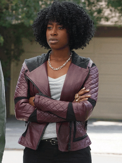 Kirby Howell Baptiste Why Women Kill Taylor Harding Quilted Biker Leather Jacket