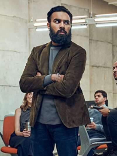 Himesh Patel Don't Look Up Brown Leather Blazer