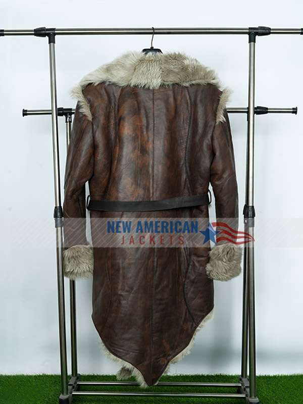 Sam Corlett Tv Series Vikings Valhalla Leif Eriksson Distressed Brown Leather Trench Coat