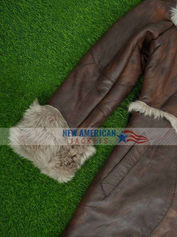 Sam Corlett Tv Series Vikings Valhalla Leif Eriksson Shearling Brown Coat