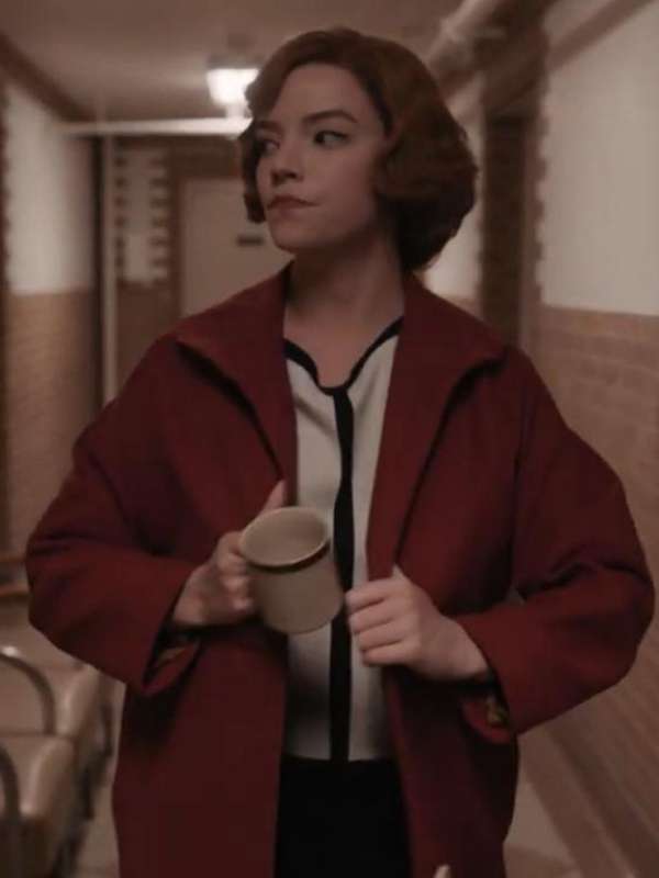 Anya Taylor-Joy The Queen’s Gambit Maroon Coat