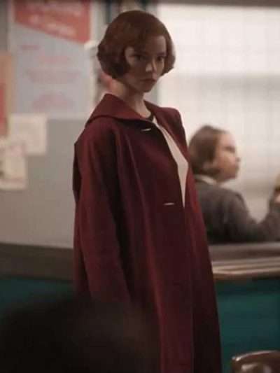 Anya Taylor-Joy The Queen’s Gambit Maroon Trench Coat