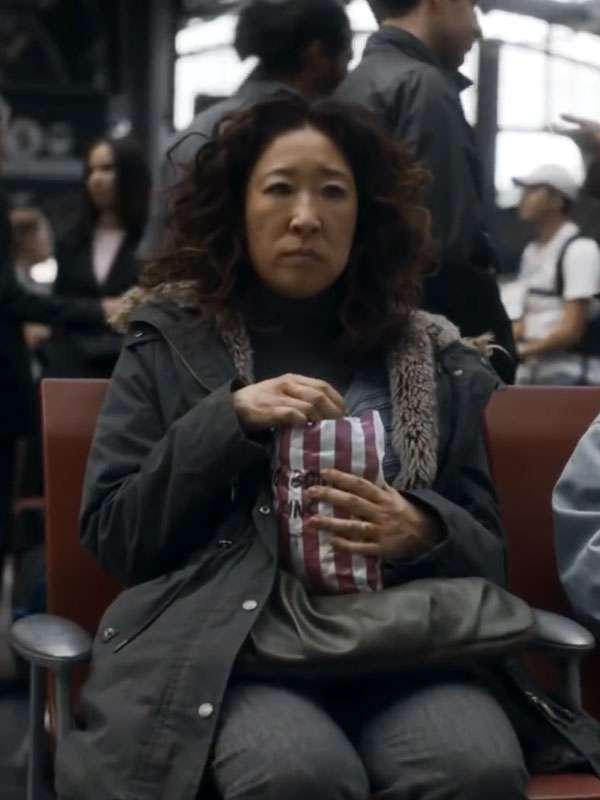 Killing Eve Sandra Oh Grey Fur Coat