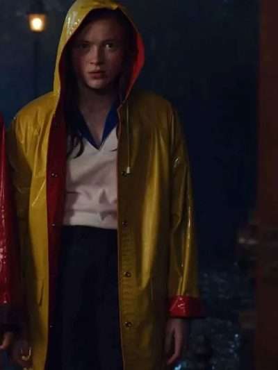 Sadie Sink Stranger Things Red and Yellow Coat