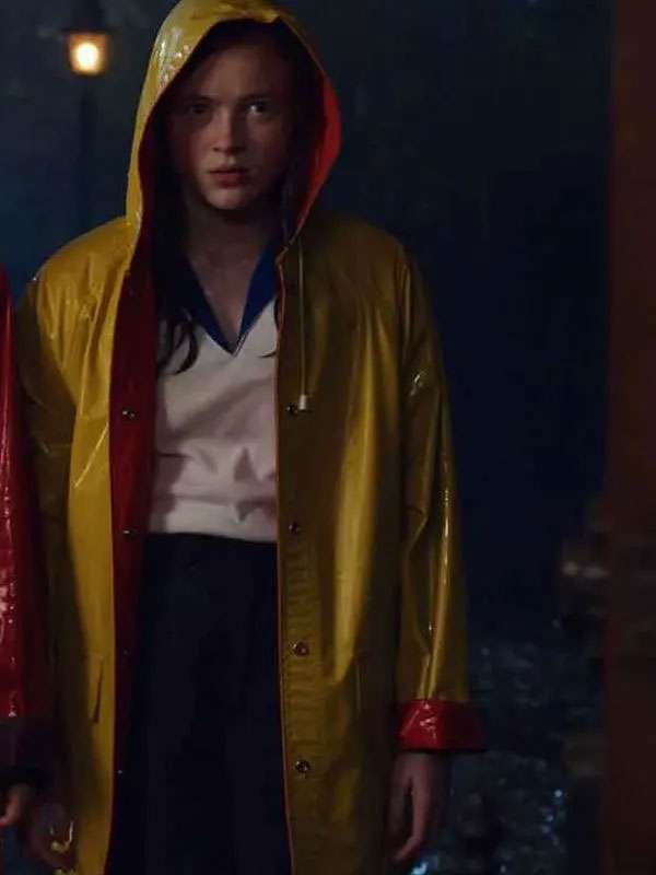 Sadie Sink Stranger Things Red and Yellow Coat