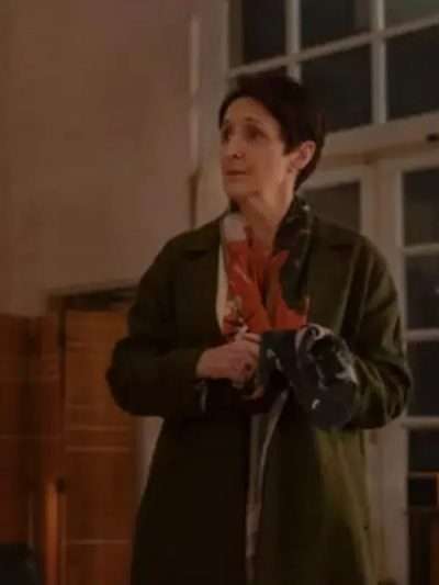 Fiona Shaw Killing Eve Wool Green Trench Coat