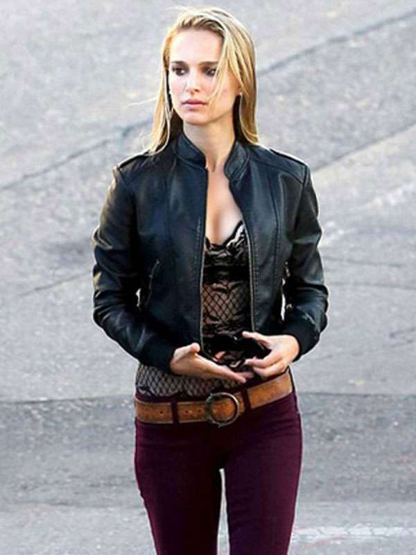 Natalie Portman Black Bomber Leather Jacket