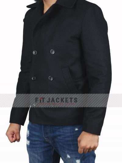 Mens Black Wool Peacoat Formal