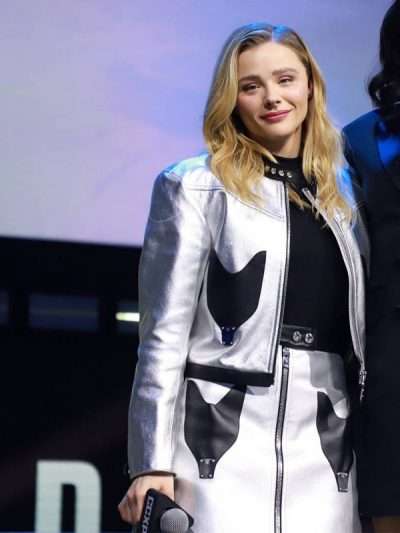 Chloë Grace Moretz CCXP Silver Leather Jacket