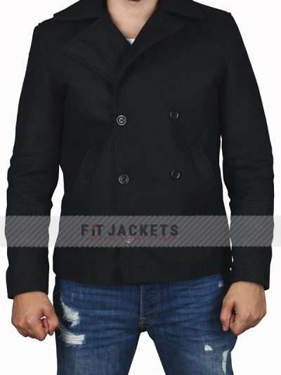 Men's Formal Black Wool Peacoat