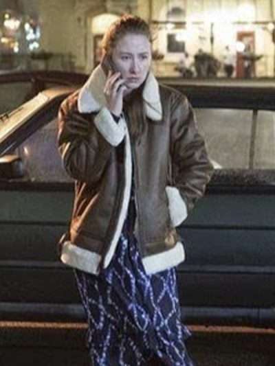Becky Chloe Brown Shearling Leather Jacket