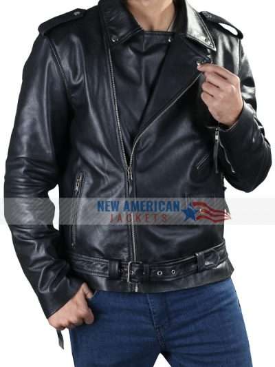 Men's Genuine Leather Biker Motorcycle Leather Jacket