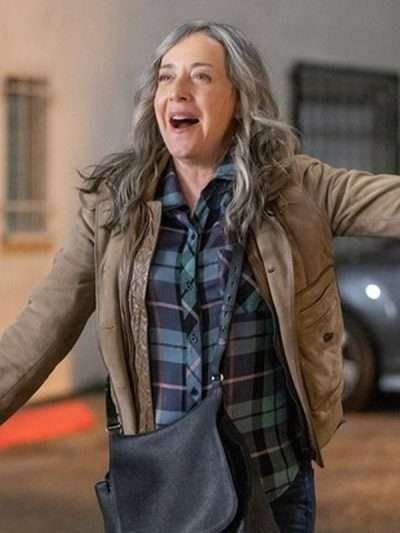 Jane Adams Hacks 2021 Brown Leather Jacket