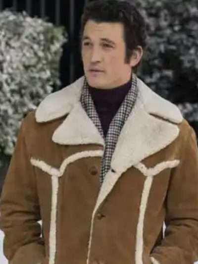 The Offer Miles Teller Brown Shearling Jacket