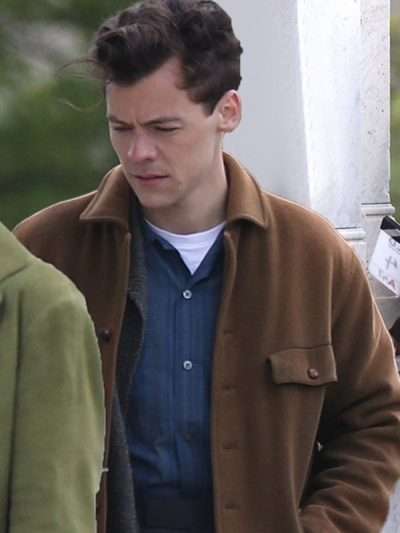 My Policeman 2022 Harry Styles Brown Wool Jacket