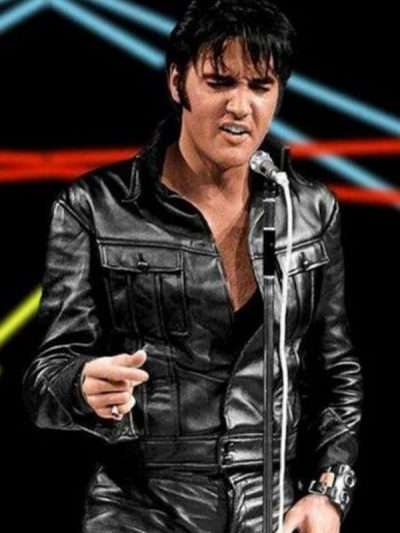 American Singer Elvis Presley Black Leather Jacket