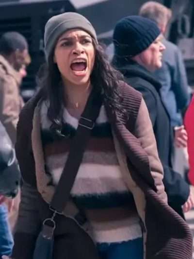 Rosario Dawson DMZ Brown Coat