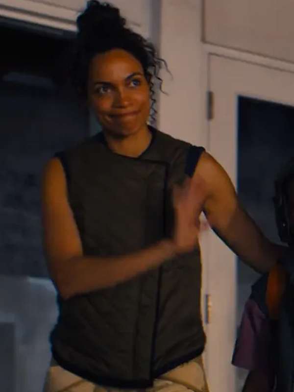 Rosario Dawson DMZ S01 Green Quilted Vest
