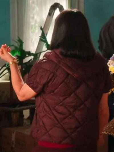 Maya Rudolph Disenchanted Maroon Puffer Jacket