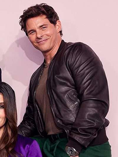 James Marsden Disenchanted Brown Bomber Leather Jacket